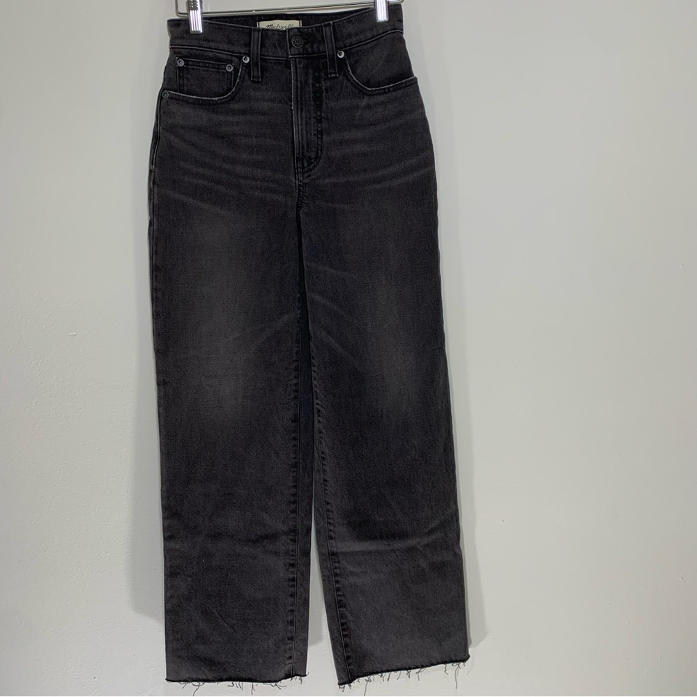 Madewell Mid-rise Kick Out Black Straight Leg Jeans